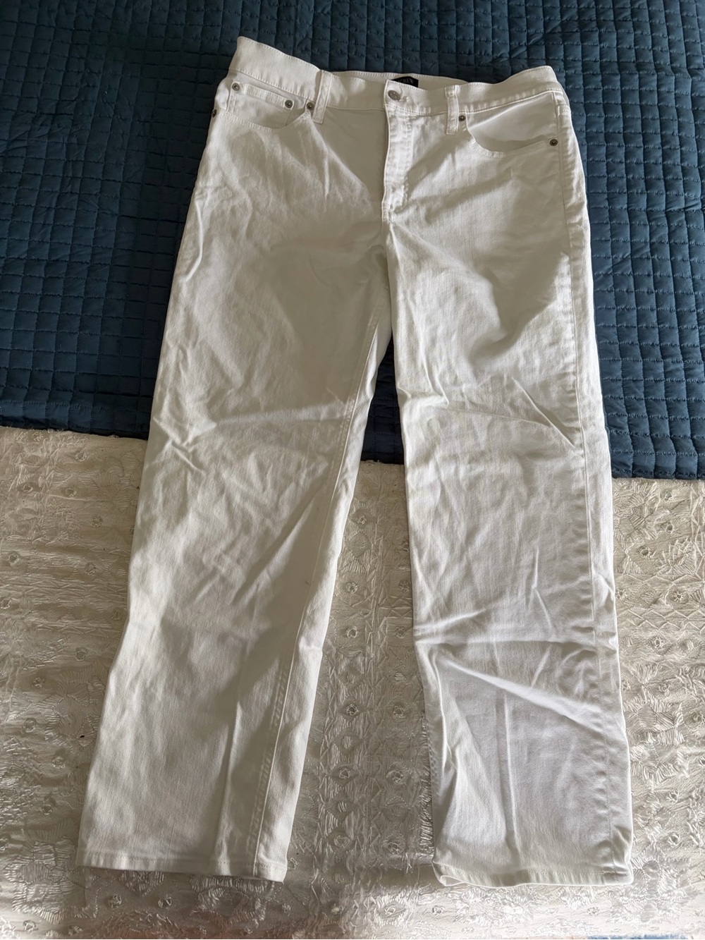 J. Crew Women's White Straight-Leg Jeans